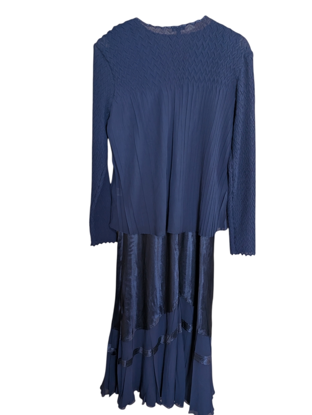KOMAROV Sleeveless Charmeuse & Chiffon Cocktail Dress with Jacket In Navy .Sz XL - Picture 4 of 9